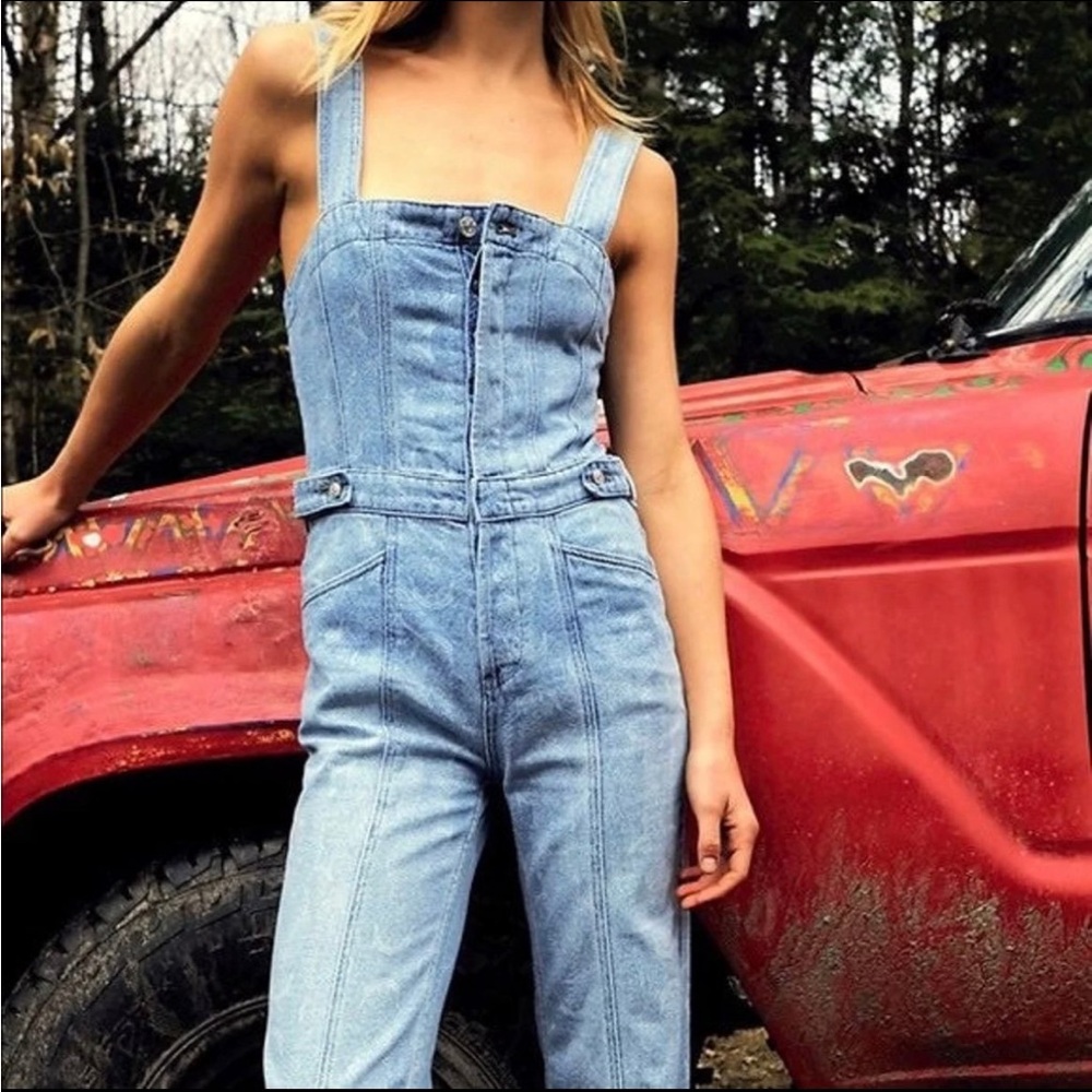 Free People Denim Overalls "Showdown Jumpsuit"